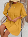 Round Neck Lantern Sleeve Mini Dress