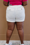 Zenana Linen Love Cuffed Shorts in Cream