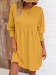 Round Neck Lantern Sleeve Mini Dress