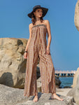 Tied Printed Tube Wide Leg Jumpsuit