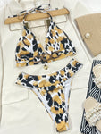 Animal Print Halter Neck Bikini Set