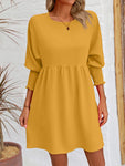 Round Neck Lantern Sleeve Mini Dress