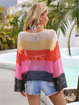 Color Block Openwork Boat Neck Cover Up