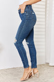 Judy Blue Full Size Mid Waist Distressed Slim Jeans