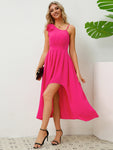 Bow Asymmetrical Neck Sleeveless Dress