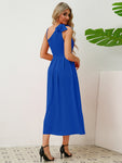 Bow Asymmetrical Neck Sleeveless Dress