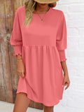 Round Neck Lantern Sleeve Mini Dress