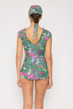 Marina West Swim Bring Me Flowers V-Neck One Piece Swimsuit In Sage