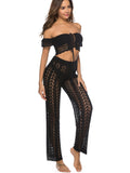 Cutout Drawstring High Waist Swim Pants