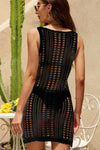 Openwork Slit V-Neck Sleeveless Cover Up