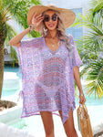 Slit Openwork V-Neck Cover Up