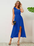 Bow Asymmetrical Neck Sleeveless Dress