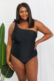 Marina West Swim Deep End One-Shoulder One-Piece Swimsuit in Black