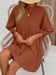 Round Neck Lantern Sleeve Mini Dress