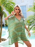 Slit Openwork V-Neck Cover Up