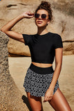 Cropped Tee and Printed Swim Skort Swim Set