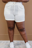 Zenana Linen Love Cuffed Shorts in Cream