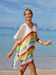 Cutout Striped Cover-Up with Tassel