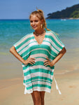 Tassel Openwork Striped V-Neck Cover Up