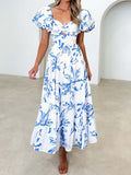 Twisted Printed Puff Sleeve Dress