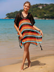 Cutout Striped Cover-Up with Tassel