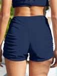 Ruched Mid-Rise Waist Swim Shorts