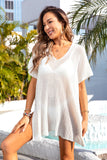 Slit V-Neck Short Sleeve Cover Up