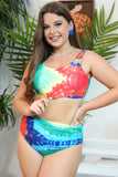 Plus Size Tie-Dye Knot Detail Two-Piece Swim Set