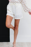 Zenana Linen Love Cuffed Shorts in Cream