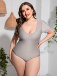 Plus Size Scoop Neck Short Sleeve One-Piece Swimsuit