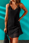 Swiss Dot Lace Trim V-Neck Dress