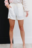 Zenana Linen Love Cuffed Shorts in Cream