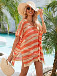 Tassel Openwork Striped V-Neck Cover Up